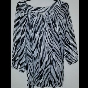 Chico's White/Black Sheer Blouse, Sz XL/3